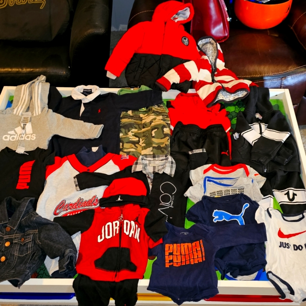Assorted brand names newborn to 18 months baby boys clothes and shoes!